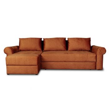 Coltar Extensibil Stanga Trendy, 5 Locuri, Lada Depozitare, Portocaliu, 275 Cm