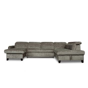 Coltar U Extensibil Tiago, Dreapta, 6 Locuri, Tetiere Reglabile, Gri Cremona330 Cm