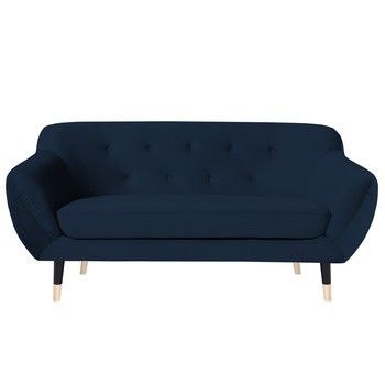Canapea cu 2 locuri Mazzini Sofas AMELIE cu picioare negre, albastru închis Canapea cu 2 locuri Mazzini Sofas AMELIE cu picioare negre, albastru închis