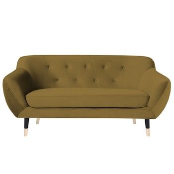 Canapea cu 2 locuri Mazzini Sofas AMELIE cu picioare negre, galben muștar Canapea cu 2 locuri Mazzini Sofas AMELIE cu picioare negre, galben muștar