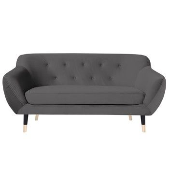 Canapea cu 2 locuri Mazzini Sofas AMELIE cu picioare negre, gri