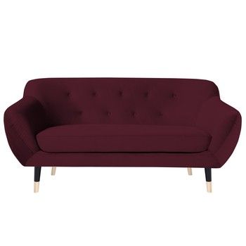 Canapea cu 2 locuri Mazzini Sofas AMELIE cu picioare negre, vișiniu