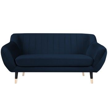 Canapea cu 2 locuri Mazzini Sofas BENITO cu picioare negre, albastru închis Canapea cu 2 locuri Mazzini Sofas BENITO cu picioare negre, albastru închis