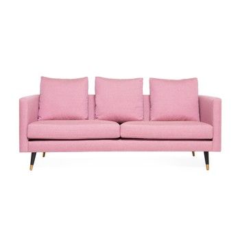Canapea cu 3 locuri și picioare alămii Vivonita Meyer Three, roz fixa