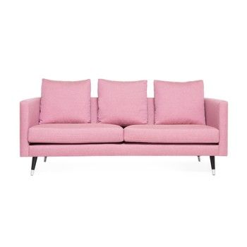 Canapea cu 3 locuri și picioare argintii Vivonita Meyer Three, roz fixa