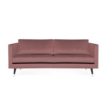 Canapea cu 3 locuri și picioare argintii Vivonita Meyer Velvet, roz fixa