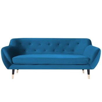 Canapea cu 2 locuri și picioare negre Mazzini Sofas AMELIE, albastru