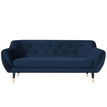 Canapea cu 2 locuri și picioare negre Mazzini Sofas AMELIE, albastru închis