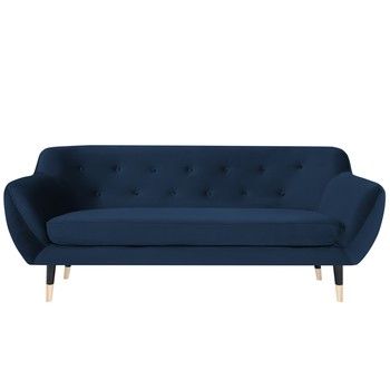 Canapea cu 2 locuri și picioare negre Mazzini Sofas AMELIE, albastru închis Canapea cu 2 locuri și picioare negre Mazzini Sofas AMELIE, albastru închis