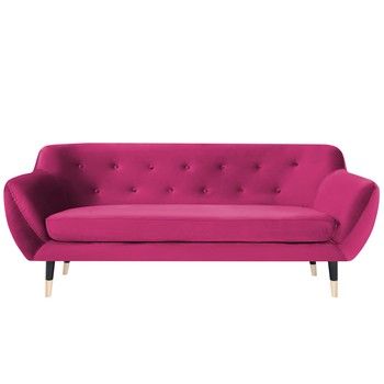 Canapea cu 2 locuri și picioare negre Mazzini Sofas AMELIE, roz