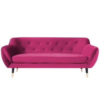 Canapea cu 2 locuri și picioare negre Mazzini Sofas AMELIE, roz Canapea cu 2 locuri și picioare negre Mazzini Sofas AMELIE, roz