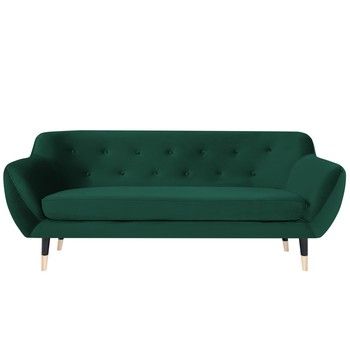 Canapea cu 2 locuri și picioare negre Mazzini Sofas AMELIE, verde Canapea cu 2 locuri și picioare negre Mazzini Sofas AMELIE, verde