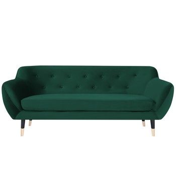 Canapea cu 2 locuri și picioare negre Mazzini Sofas AMELIE, verde