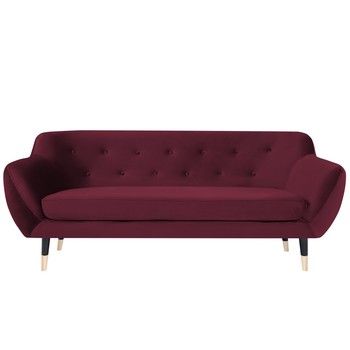 Canapea cu 3 locuri Mazzini Sofas AMELIE cu picioare negre, vișiniu Canapea cu 3 locuri Mazzini Sofas AMELIE cu picioare negre, vișiniu