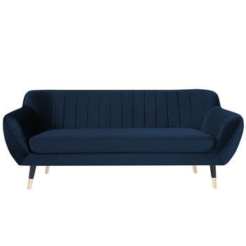 Canapea cu 2 locuri Mazzini Sofas BENITO cu picioare negre, albastru închis