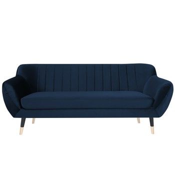 Canapea cu 2 locuri Mazzini Sofas BENITO cu picioare negre, albastru închis Canapea cu 2 locuri Mazzini Sofas BENITO cu picioare negre, albastru închis