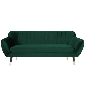 Canapea cu 2 locuri Mazzini Sofas BENITO cu picioare negre, verde Canapea cu 2 locuri Mazzini Sofas BENITO cu picioare negre, verde