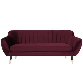 Canapea cu 3 locuri Mazzini Sofas BENITO cu picioare negre, vișiniu Canapea cu 3 locuri Mazzini Sofas BENITO cu picioare negre, vișiniu