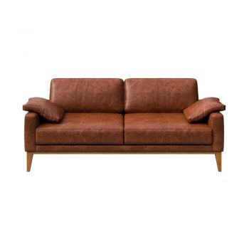 Canapea din piele MESONICA Musso, roșu - maro, 173 cm