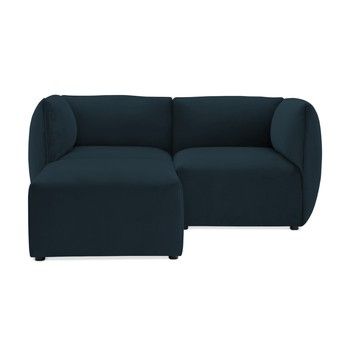Canapea modulară cu 2 locuri și suport pentru picioare Vivonita Velvet Cube, bleumarin