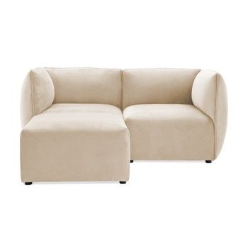 Canapea modulară cu 2 locuri și suport pentru picioare Vivonita Velvet Cube, gri - crem Canapea modulară cu 2 locuri și suport pentru picioare Vivonita Velvet Cube, gri - crem