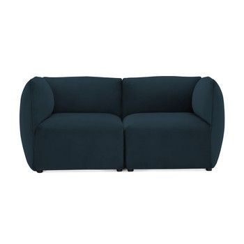 Canapea modulară cu 2 locuri Vivonita Velvet Cube, bleumarin