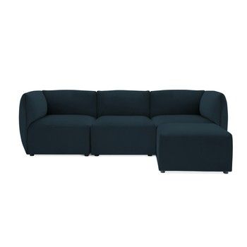 Canapea modulară cu 3 locuri și suport pentru picioare Vivonita Velvet Cube, bleumarin Canapea modulară cu 3 locuri și suport pentru picioare Vivonita Velvet Cube, bleumarin