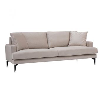 Canapea 2 locuri Fortune, Pako World, Bej-Negru, 175x90x88 cm