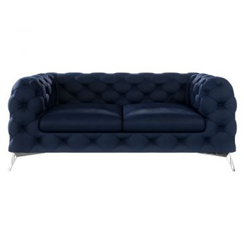 Canapea albastru-închis cu tapițerie din catifea 185 cm Chelsea – Ropez