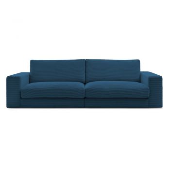 Canapea albastru-închis cu tapițerie din catifea reiată 274 cm Leonard – Bobochic Paris