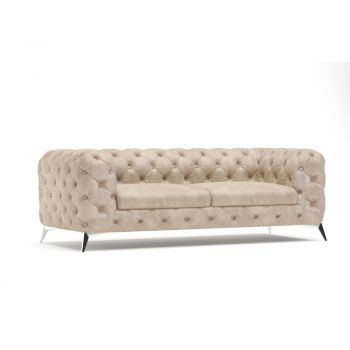Canapea bej cu tapițerie din catifea 225 cm Chelsea – Ropez