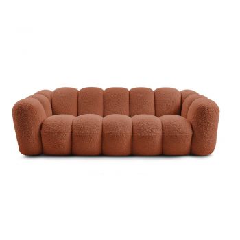Canapea cărămizie cu tapițerie din țesătură bouclé 232 cm Hippolyte – Bobochic Paris
