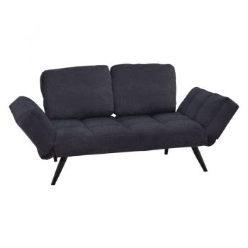 Canapea extensibila 3 locuri, Pako World, Jackie, Antracit-Negru, 190x78x75 cm