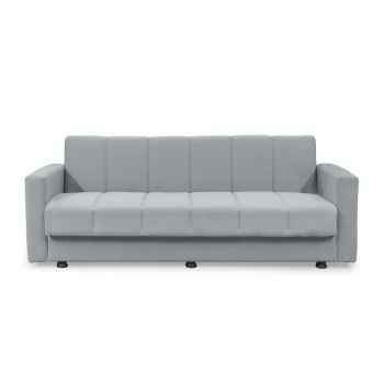 Canapea extensibila MARBELLA ONE, 3 locuri, cu arcuri si lada depozitare, gri deschis, 214x73x80 cm