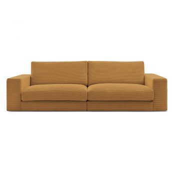 Canapea galben-muștar cu tapițerie din catifea reiată 274 cm Leonard – Bobochic Paris