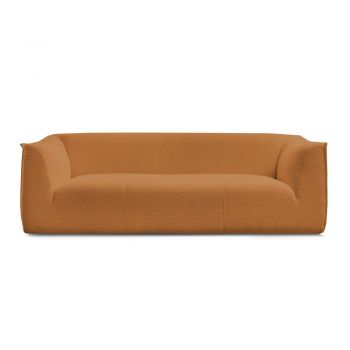 Canapea galben-muștar cu tapițerie din țesătură bouclé 242 cm Giorgia – Bobochic Paris