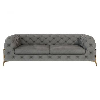 Canapea gri cu tapițerie din catifea 225 cm Chelsea Bis – Ropez