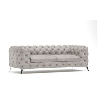Canapea gri deschis cu tapițerie din catifea 225 cm Chelsea – Ropez