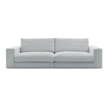 Canapea gri deschis cu tapițerie din catifea reiată 274 cm Leonard – Bobochic Paris