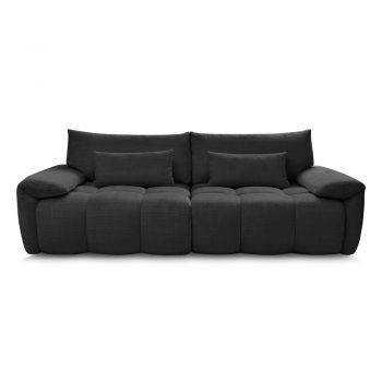 Canapea neagră cu tapițerie din chenille 264 cm Ivane – Bobochic Paris