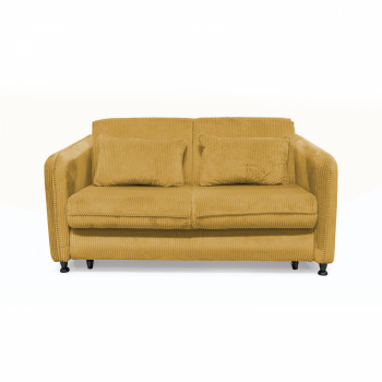 Canapea RAVIT extensibila, 3 locuri, cu arcuri si lada depozitare, galben, 173x122x88 cm