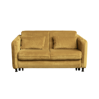 Canapea RAVIT extensibila, 3 locuri, cu arcuri si lada depozitare, galben mustar, 173x122x88 cm