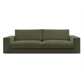 Canapea verde cu tapițerie din catifea reiată 274 cm Leonard – Bobochic Paris