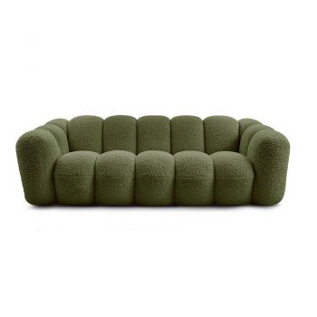 Canapea verde cu tapițerie din țesătură bouclé 232 cm Hippolyte – Bobochic Paris
