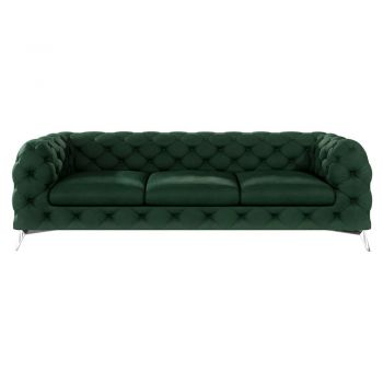 Canapea verde-închis cu tapițerie din catifea 243 cm Chelsea – Ropez