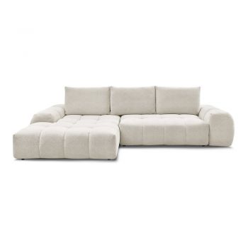 Colțar alb extensibil/cu spațiu de depozitare cu tapițerie din chenille (cu colț pe partea stângă/cu șezlong) Everest – Bobochic Paris