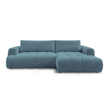 Colțar albastru extensibil/cu spațiu de depozitare (cu colț pe partea dreaptă/cu șezlong) Fuji – Bobochic Paris