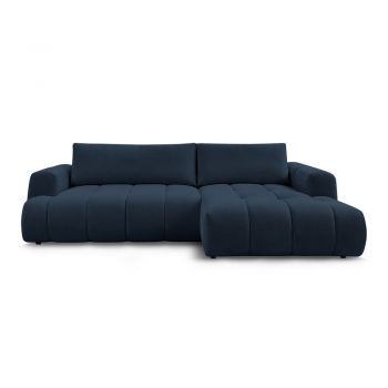 Colțar albastru închis extensibil/cu spațiu de depozitare (cu colț pe partea dreaptă/cu șezlong) Fuji – Bobochic Paris