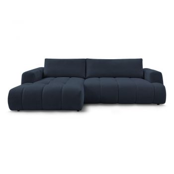 Colțar albastru închis extensibil/cu spațiu de depozitare (cu colț pe partea stângă/cu șezlong) Fuji – Bobochic Paris