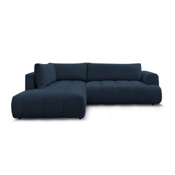 Colțar albastru închis extensibil/cu spațiu de depozitare (cu colț pe partea stângă/în formă de ”L”) Fuji – Bobochic Paris